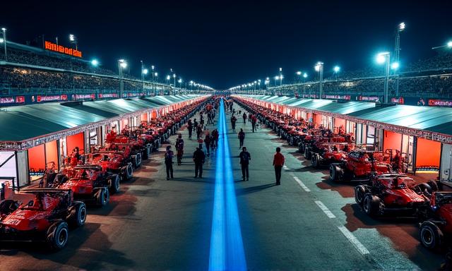 Race team paddock and logistics setup