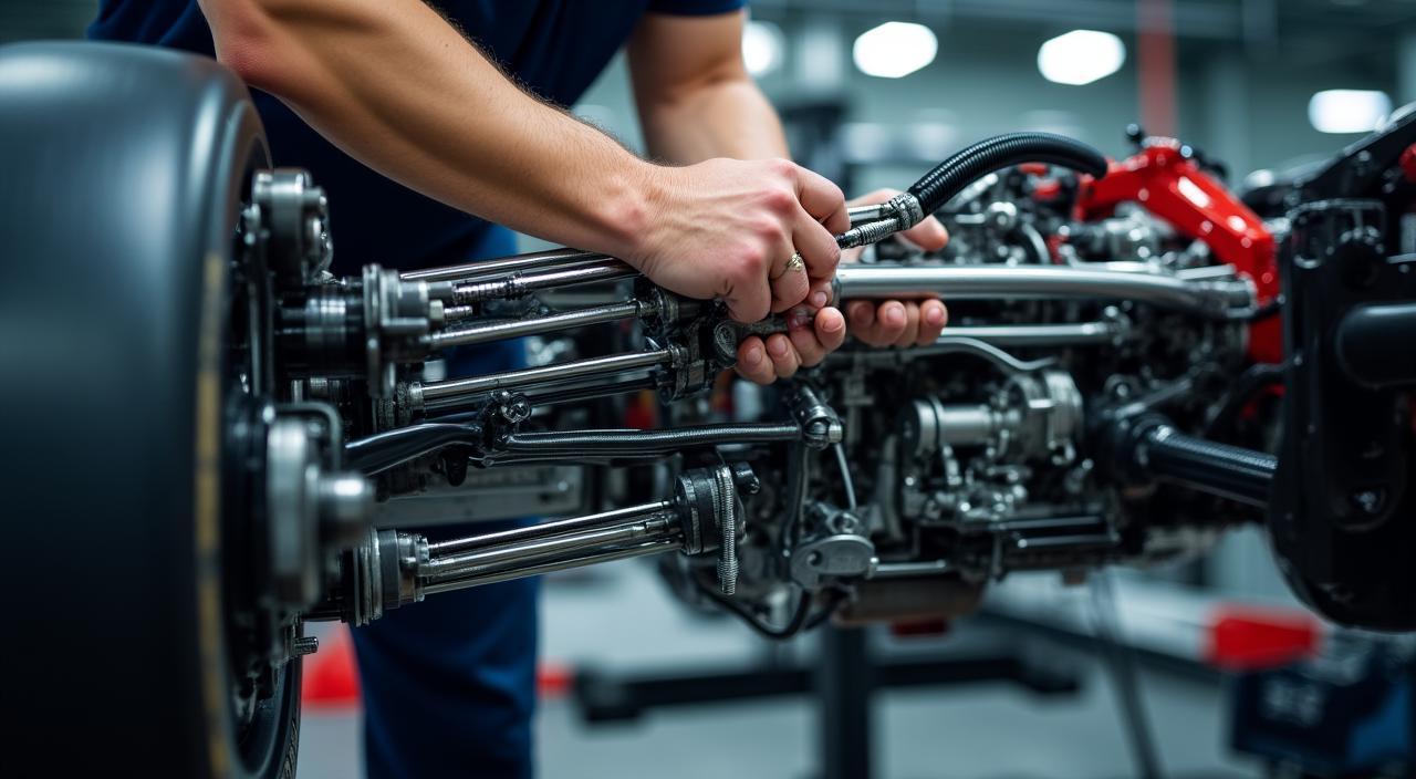 Professional race car tuning in a specialized workshop