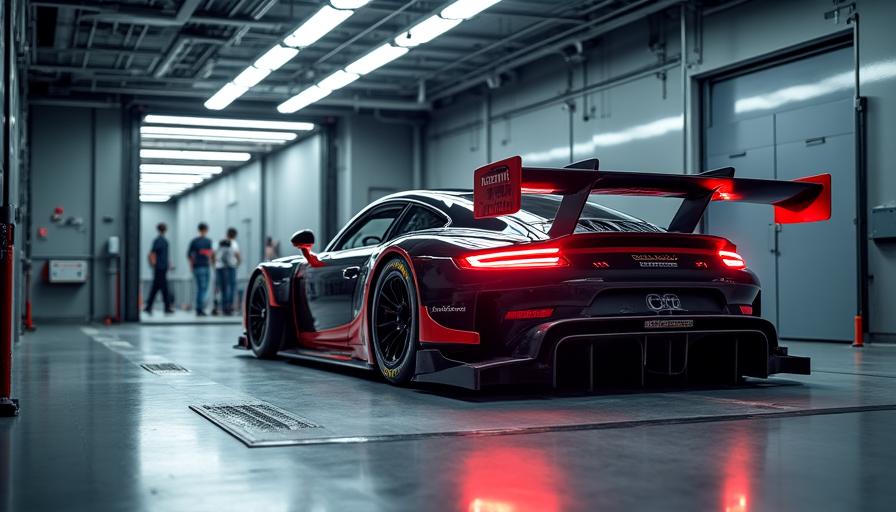 Specialized GT3 race car being loaded into an Aviate Apex transporter